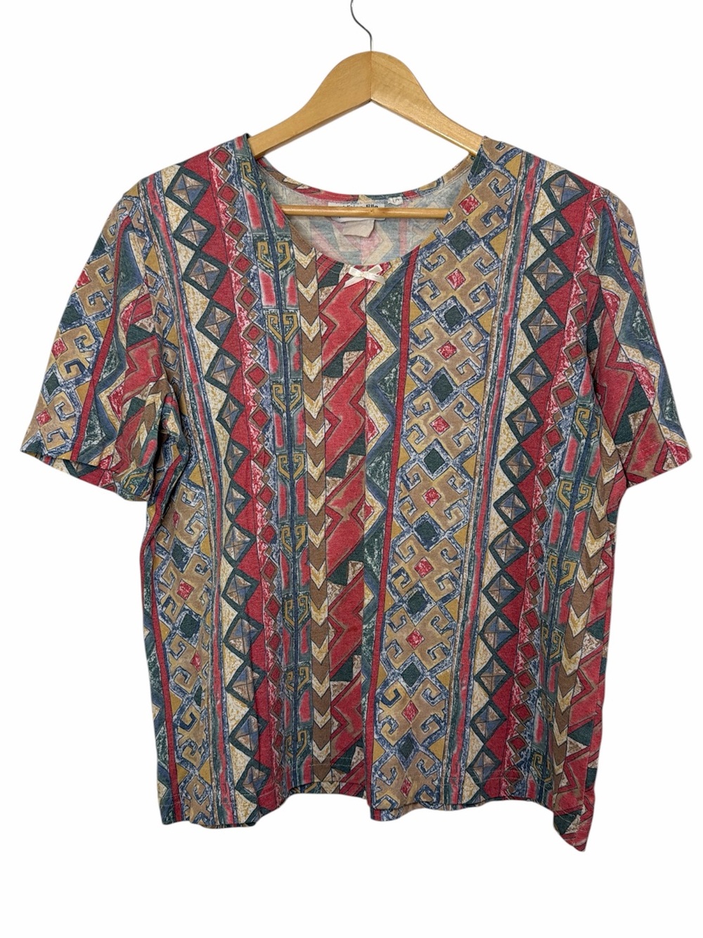 Vintage Addition-Elle Tricot Aztec Print Top Shoulder Pads 1X
